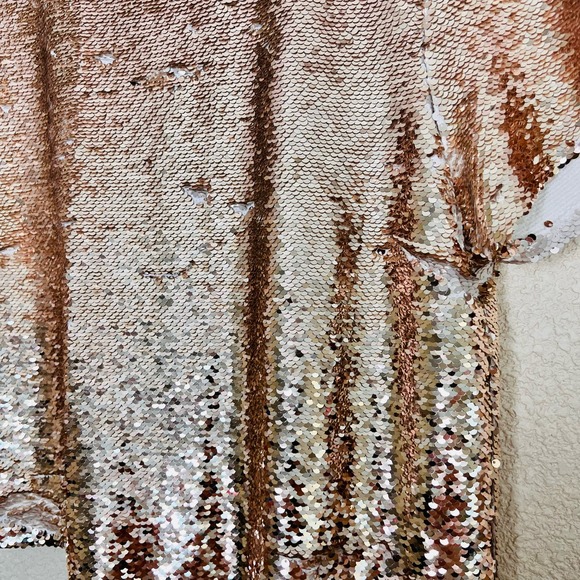 Ark & Co Champagne Flip Sequin Top Womens Small Loose Fit Lined TE4468T - Picture 6 of 12